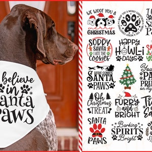 Lot de chien de Noël SVG | Bandana de chien de Noël SVG | Designs de chien de Noël - Cricut - Silhouette et plus | Citations Bandana Chien