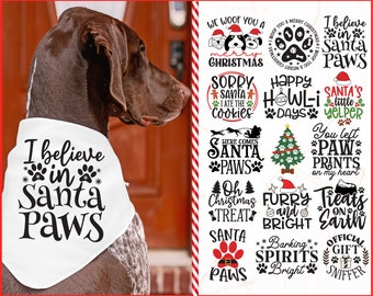 Paquete de perro navideño SVG / Pañuelo navideño para perro SVG / Diseños navideños para perros - Cricut - Silhouette y más / Citas de pañuelos para perros