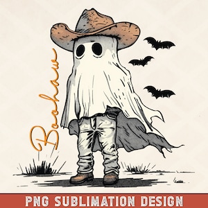 Halloween Retro Boohaw Ghost PNG Sublimation Design | Halloween Cowboy PNG, Sublimation Shirt, Fall Cowboy PNG Sublimation