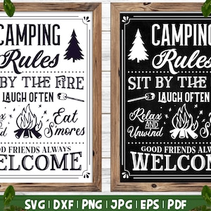 Camping Rules SVG | Camp Rules Sign, Camping Sign, Camping Poster Svg, Cabin Rules Svg, Cabin Poster Svg, Campsite Rules, Summer Camp Svg