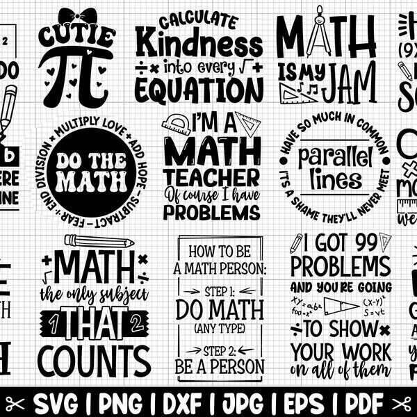 Math Teacher SVG Bundle, Math Bundle SVG, Math Teacher Png, Math Svg Bundle, Math Teacher Shirt - Instant Download - Cut Files