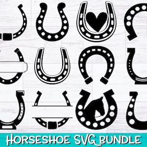 Fer à cheval SVG | Lot de silhouettes de fer à cheval | Cow-girl SVG | Silhouettes de fille de cheval | Vecteur de fer à cheval | Cricut - Silhouette