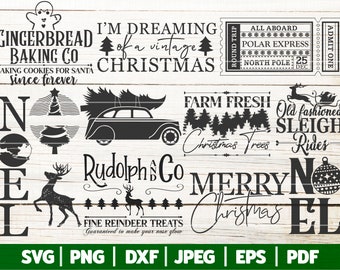 Vintage Christmas SVG Bundle | Farmhouse Truck, Reindeer, Noel (Digital Files)