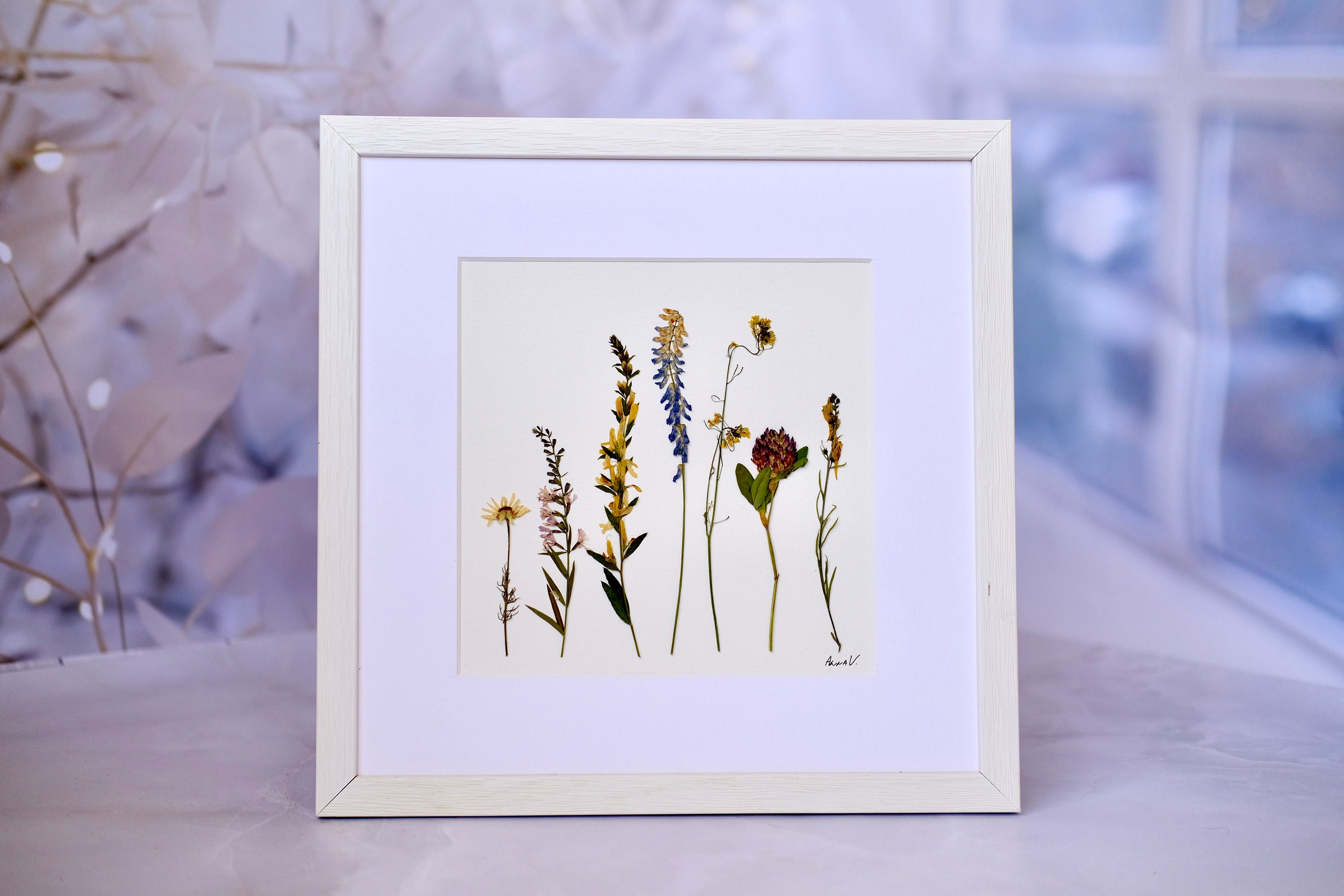 Art Des Fleurs Sauvages Pressées, Fleurs Pressées Encadrées, Idée Cadeau Du Jour de Noël, Cadre Mama