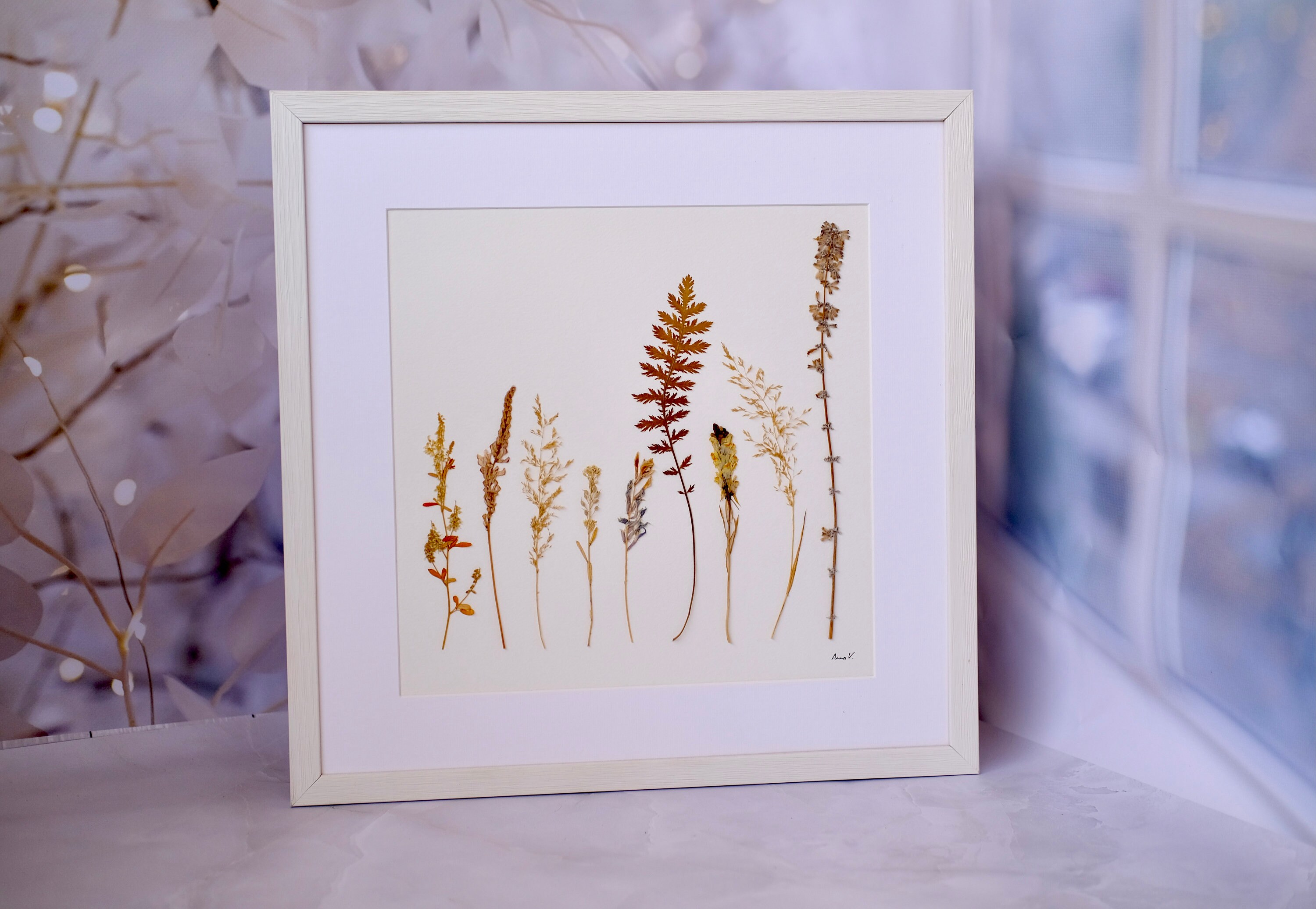 Idée Cadeau Du Jour de Noël, Art Des Fleurs Sauvages Pressées, Fleurs Pressées Encadrées, Cadre Mama