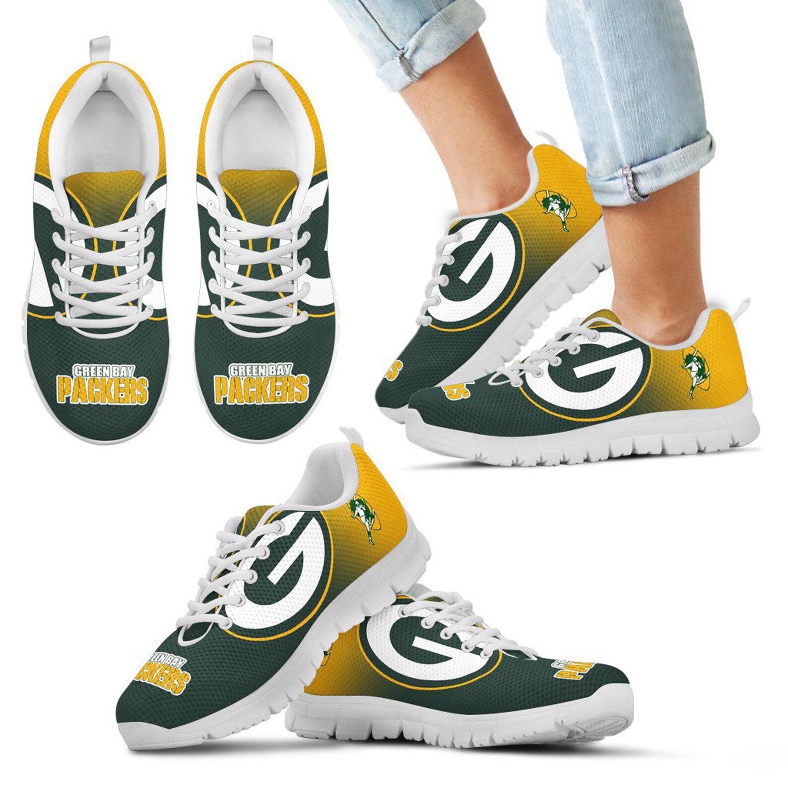 Green Bay Packers Shoes Green Bay Packers Sneakers Shoes | Etsy
