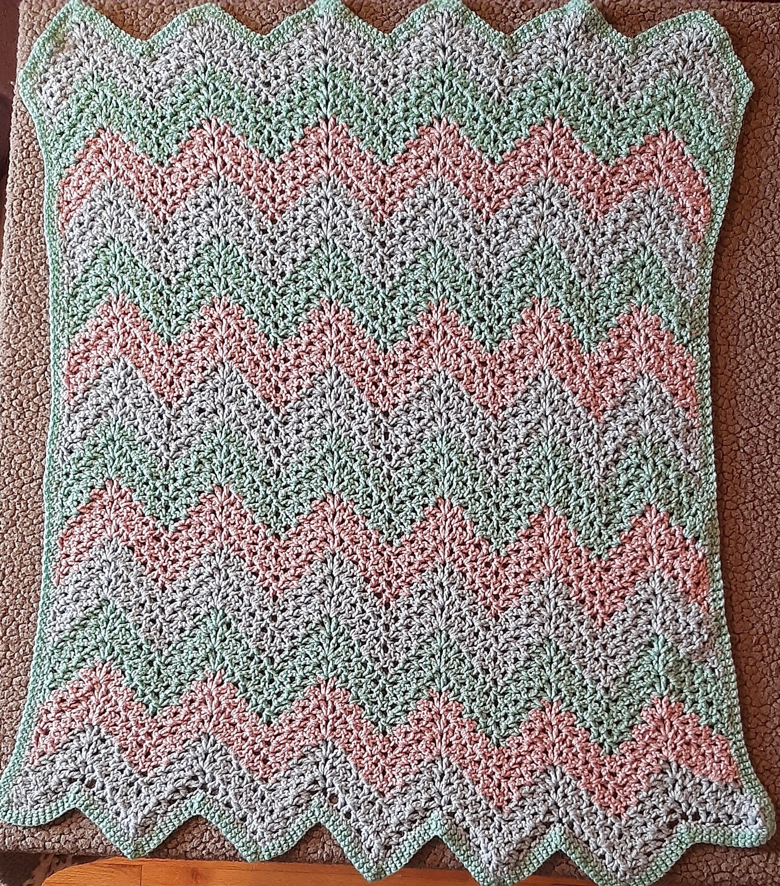 Crochet Baby Blanket Lacy Vstitch Chevron Etsy