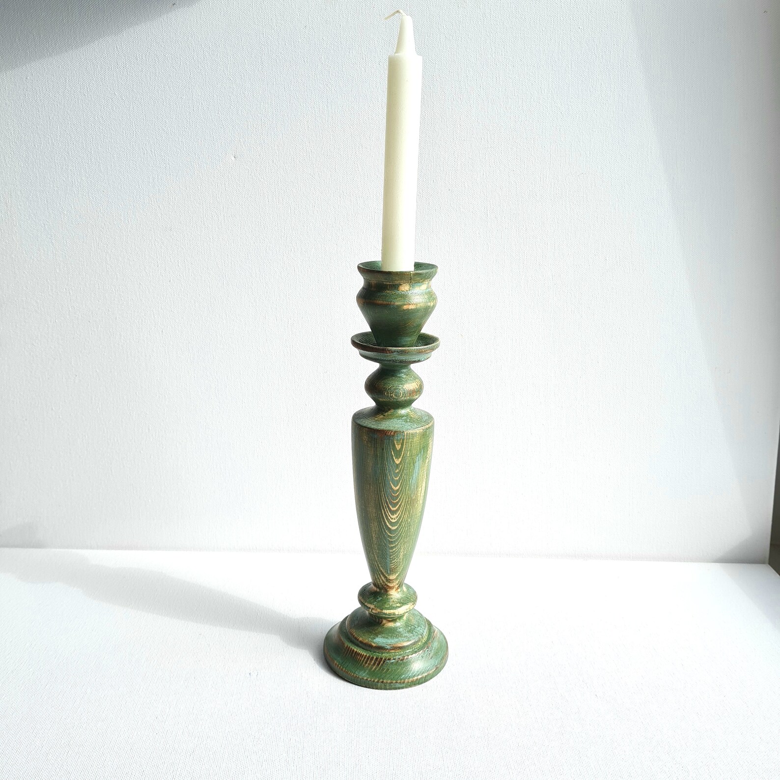 Green olive tall candle holder Candle stick holder Pair candle Etsy