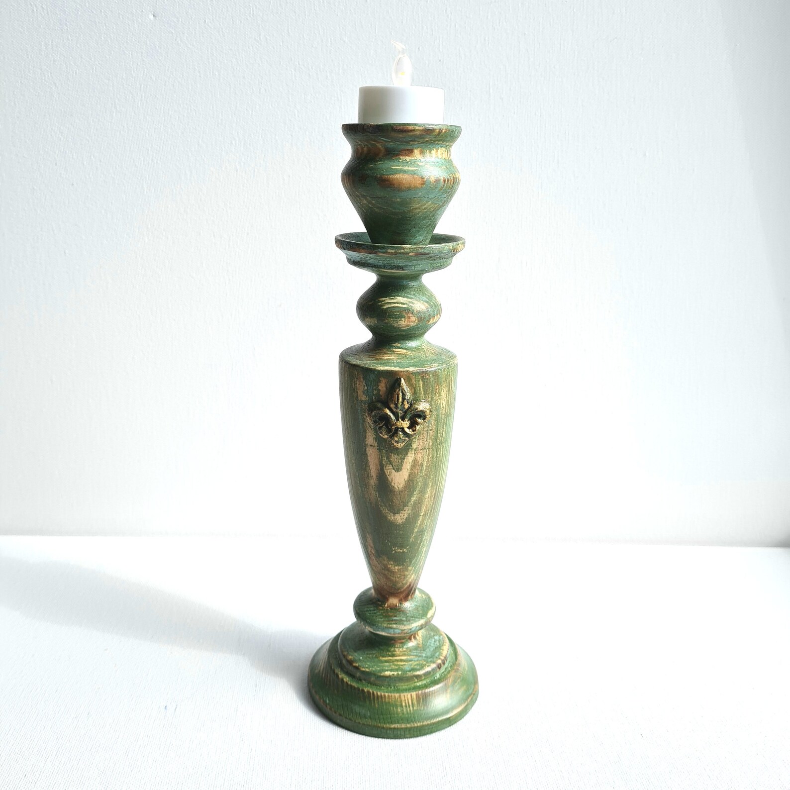 Green olive tall candle holder Candle stick holder Pair candle Etsy
