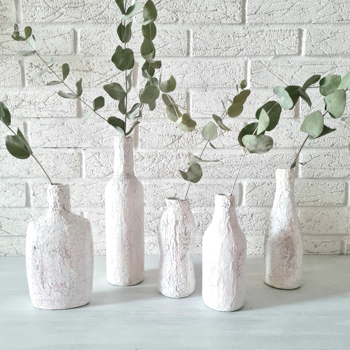 White rustic clay vase Farmhouse vases decor Minimalist vases Etsy