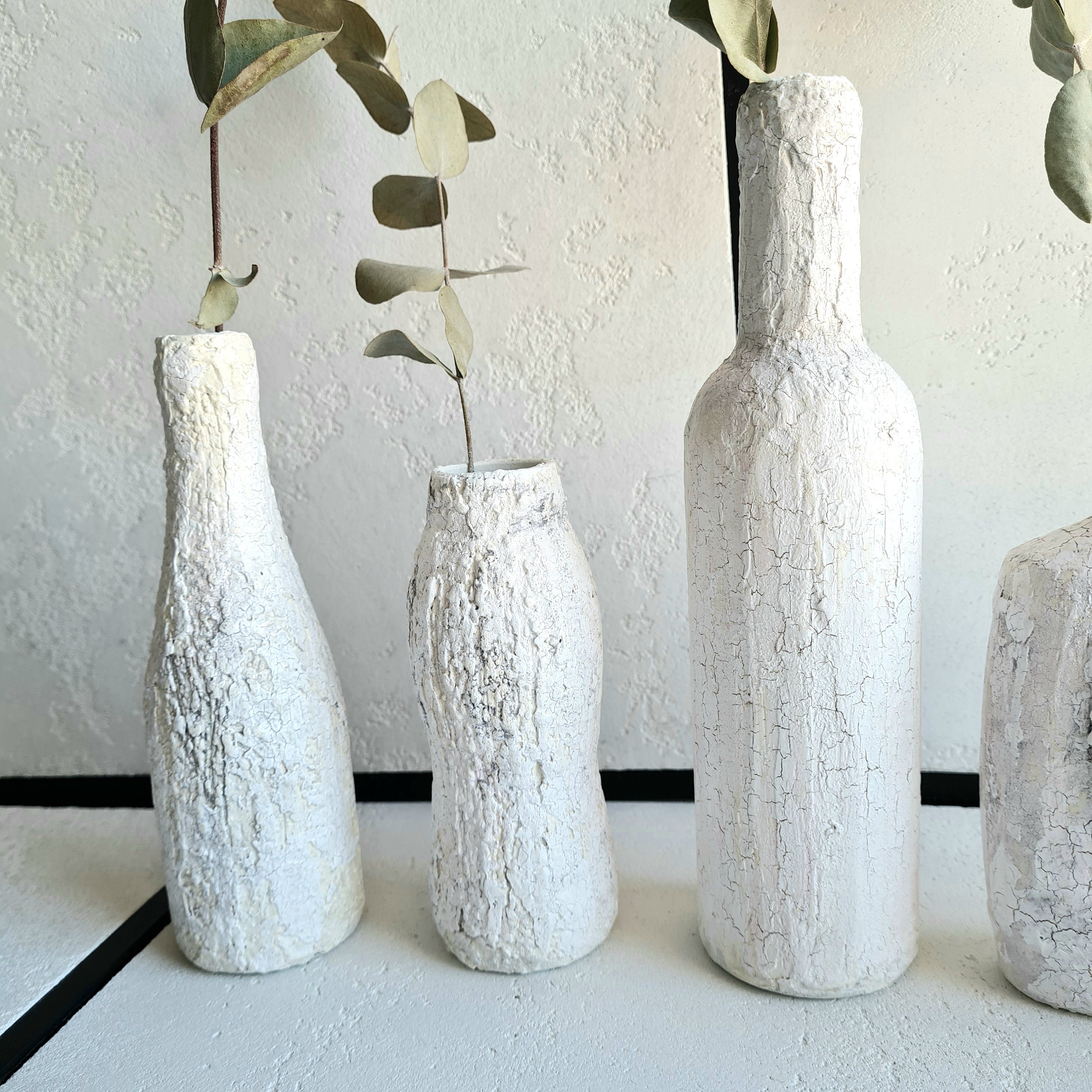 Set of 5 vases Unglazed vase Cracks vase Textured vase Etsy