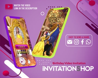Beauty and the Beast Birthday Video Invitation
