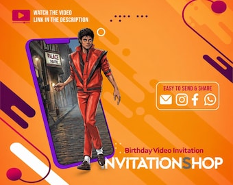 Michael Video Invitation, Halloween Party, Jackson, Zombies, Invite, thriller, Animation,