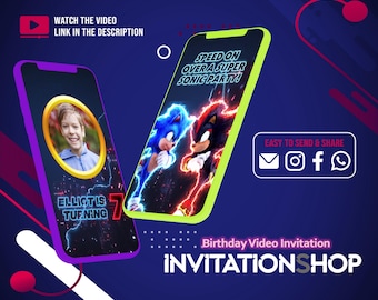 Sonic Movie Birthday Invitation, Animated, Knuckles (Electronic)