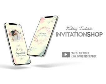 Eucalyptus Wedding Invitation Template, Electronic Video Card