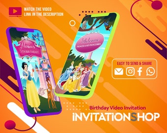 Princess Birthday Video Invitation, Animated Invite