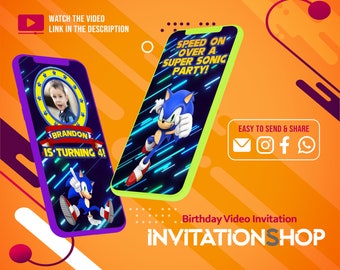 Sonic Birthday Invitation, Super Hedgehog Party (Electronic)