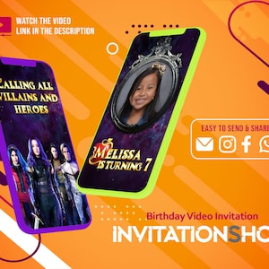 Descendants 3, Digital Descendants Birthday invitation, Descendants Birthday, Digital Invitation, Boy birthday, Girl Birthday
