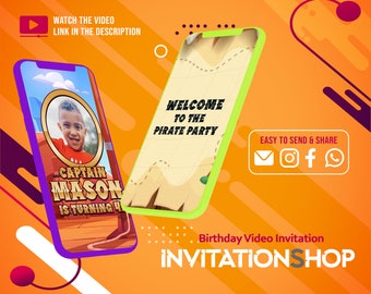 Pirate Birthday Video Invitation, Animated Electronic Invite
