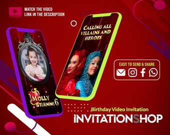 Descendants Birthday Video Invitation, Rise of Red (Digital)
