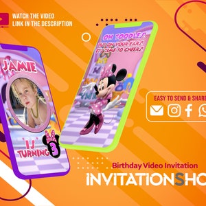 Minnie Mouse, Minnie Mouse Video Invite, Minnie Mouse Birthday, Minnie Mouse Animated Invitation, Minnie Mouse Birthday Party Invitation
