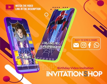 Spiderman Birthday Video Invitation, Electronic Card