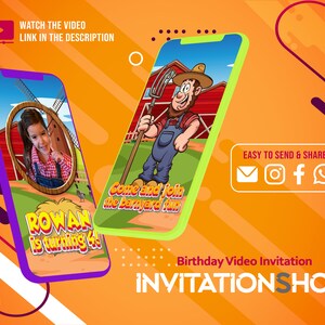Farm Birthday, Farm Birthday Invitation Template, Barnyard Birthday Party, Farm Animal Invite, Farm Animals Party Invite