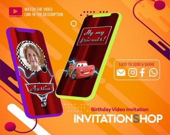 Lightning McQueen Birthday Video Invitation (Digital)