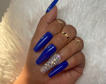 Royal Blue Nails Etsy