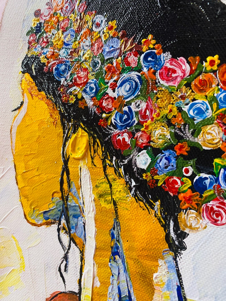 Modern Abstract Girl Painting,large Oversized Painting,handmade 3D