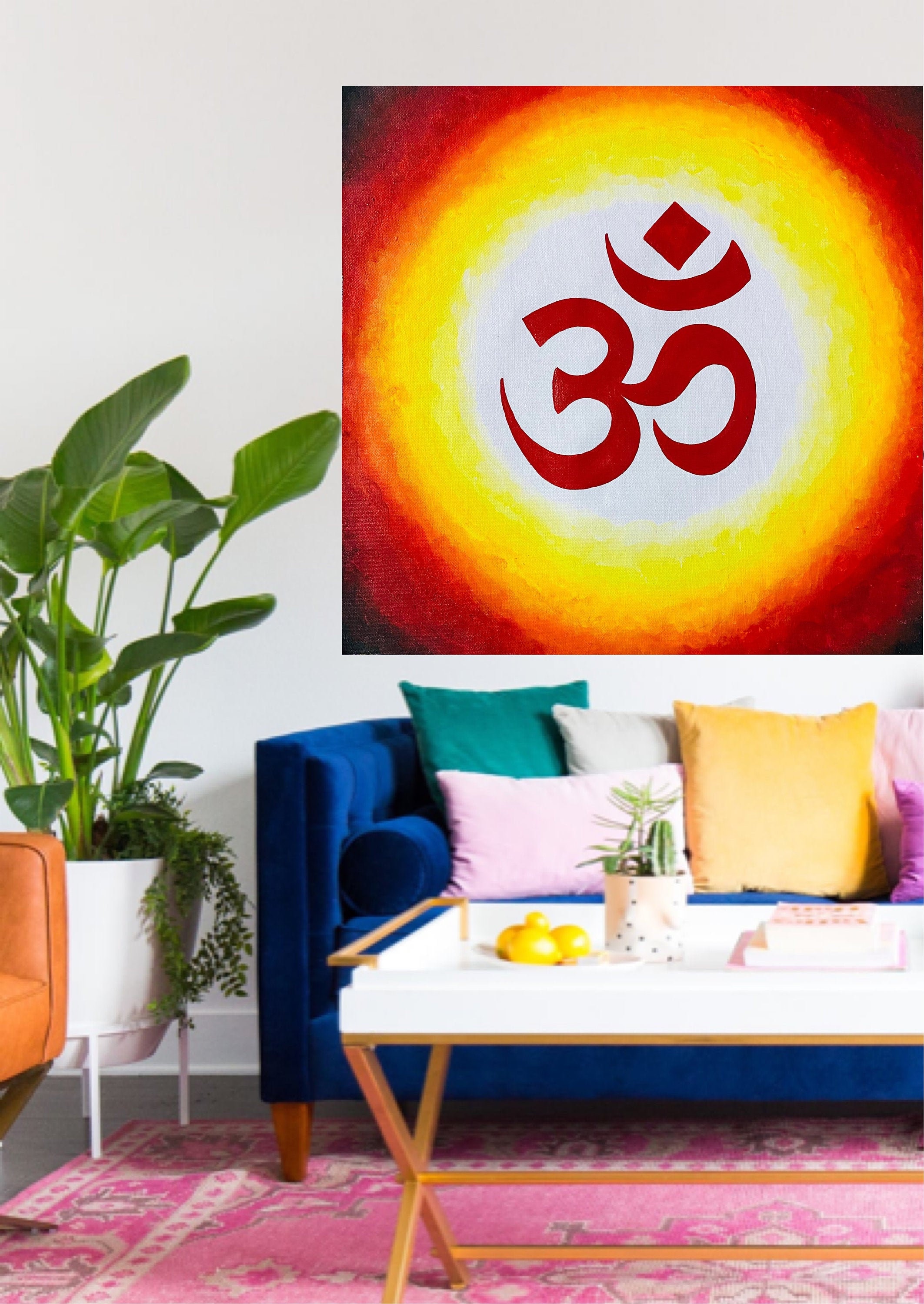 Handmade Textured OM Painting Home/wall Decor Wall Art Etsy