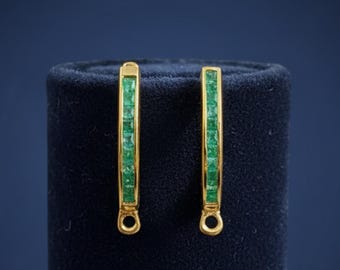 Emerald Stud Earrings: Sterling Silver