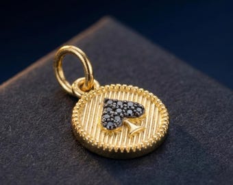 5Pc Pave Diamond Pendant Heart Charm