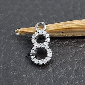 5 Stück personalisierte Geschenk Schöne Zahlen 925 Sterling Silber Pave Diamant Numeric "0 bis 9" Brief Charm Anhänger, Schmuckherstellung Lieferungen