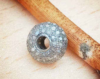 Handgemachte Sterling Silber Pave Diamant Ball Perle (8 mm, 10 mm, 14 mm)