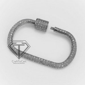 Rectangle Screw Lock, Pave Diamond Lock, Silver Screw Lock, latest Lock, Screw Mechanism Lock, Carabiner Lock - Craft To Cart