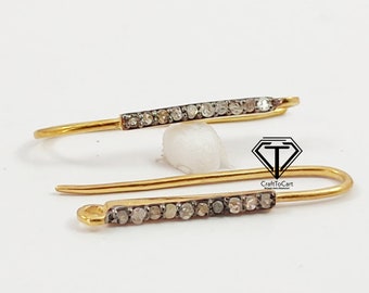 Mini cerchi in argento sterling con diamanti pavé fatti a mano