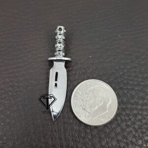 Pave Diamond Knife Charm:  Sterling Silver Jewelry Finding