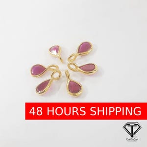 Ciondolo a goccia con rubino da 10 pezzi, argento sterling, gioielli con rubino, elementi in pavé