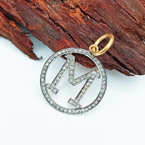 Schöne Initiale 925 Sterling Silber Pave Diamant Alphabet "A bis Z" Buchstabe Charm Anhänger, Schmuckherstellung Lieferungen 20mm