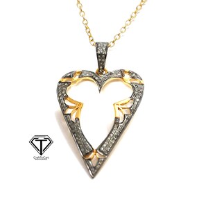 Pave Diamond Heart Pendant: Sterling Silver Charm, Handmade Jewelry