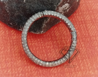 Pave Diamond Sterling Silver Circle Clasp - 20mm