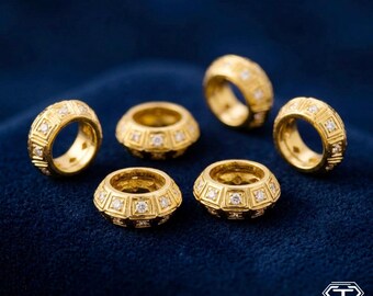 Pave Diamond Sterling Silver Wheel Bead, Jewelry Making (10mm)