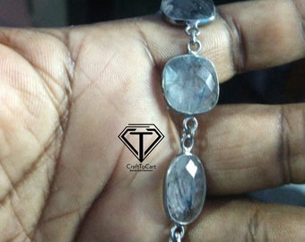 Sterling Silver Rutile Quartz Chain Necklace