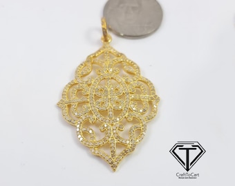 Pave Diamond Pendant: Sterling Silver Filigree Jewelry