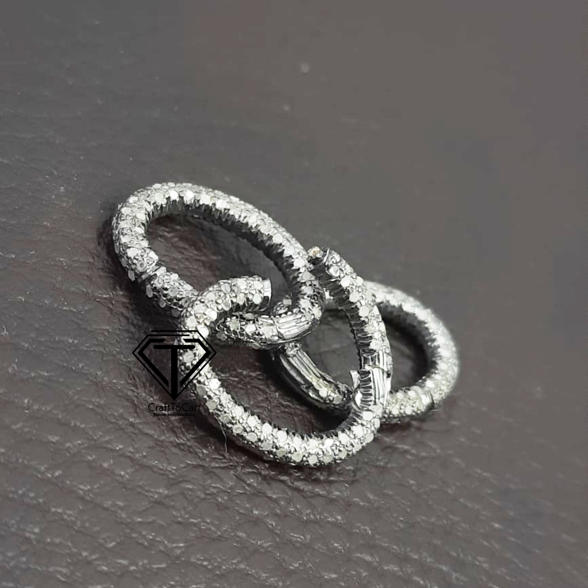 Pave Diamond Lobster Clasp: Handmade  Sterling Silver Finding