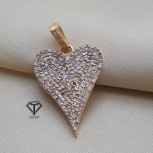 Pave Diamond Heart Pendant: Sterling Silver Diamond Jewelry