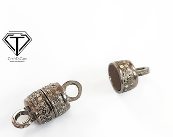 Pave Diamant Magnetverschluss: Sterling Silber Schmuck Komponente (17 x 9 mm)
