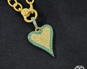 Handmade Sterling Silver Pave Diamond Heart Pendant