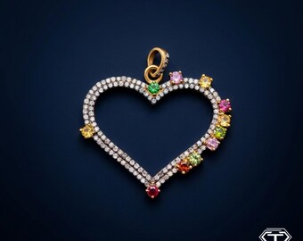 Pave Diamond Heart Pendant: Sterling Silver Diamond Jewelry